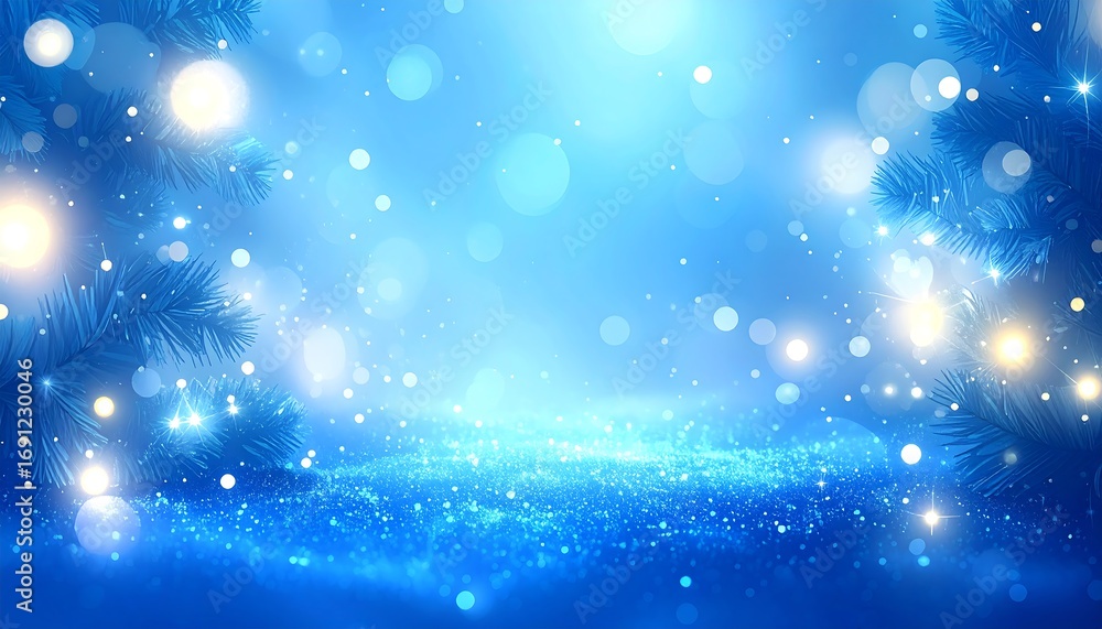 Naklejka premium Blue Christmas Scene