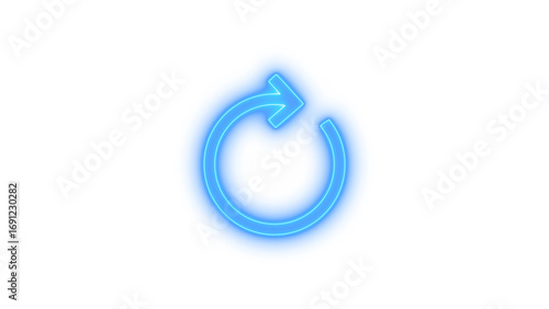 фотографія Illustration of glowing blue neon clockwise refresh icon isolated on transparent