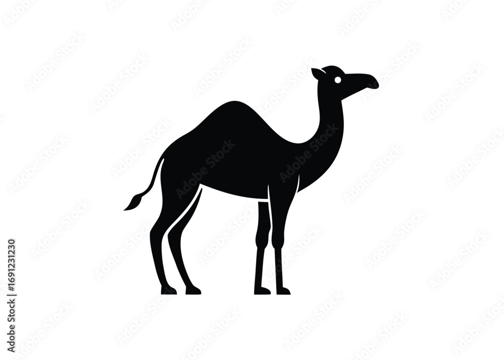 Fototapeta premium Camel Standing Tall in Black Silhouette Style silhouette