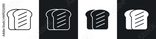 White bread icons in solid and stroke graphics