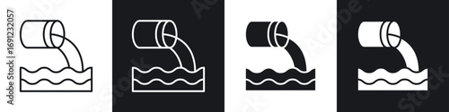 Waste water icons in solid and stroke graphics