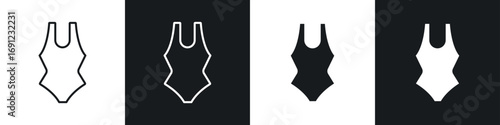 Swimsuit icons in solid and stroke graphics