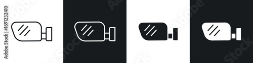 Side mirror icons in solid and stroke graphics