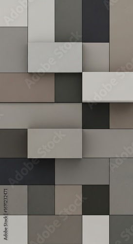 Modern geometric wall panels in neutral tones offer elegant texture and dimension