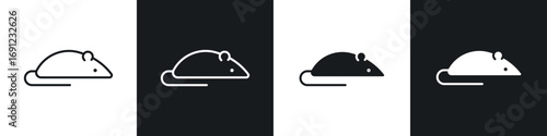 Rat icons in solid and stroke graphics