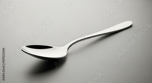 Elegant stainless steel spoon gleaming on a smooth surface ready for your culinary creation