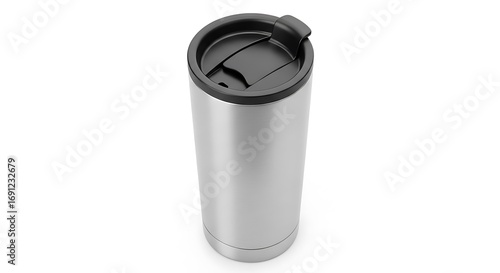 Sleek stainless steel travel mug to keep your coffee hot on the go all day long