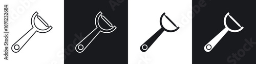 Potato peeler icons in solid and stroke graphics