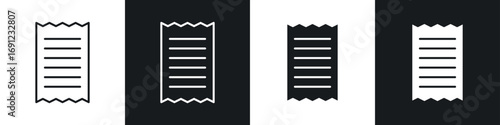 Paper receipt icons in solid and stroke graphics