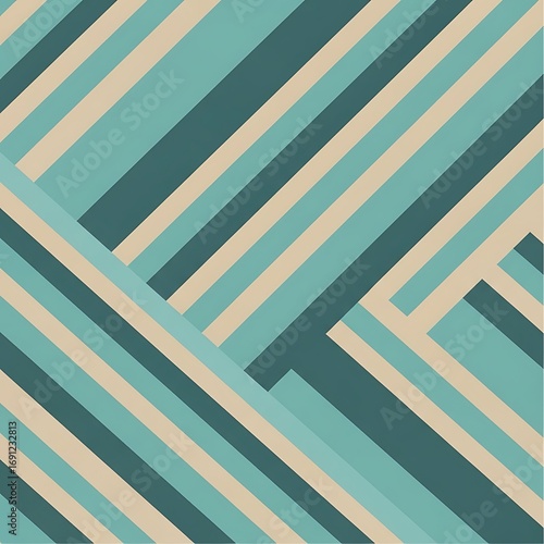 Modern geometric pattern design with teal, beige, and blue stripes for creative projects