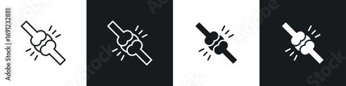 Osteoporosis icons in solid and stroke graphics