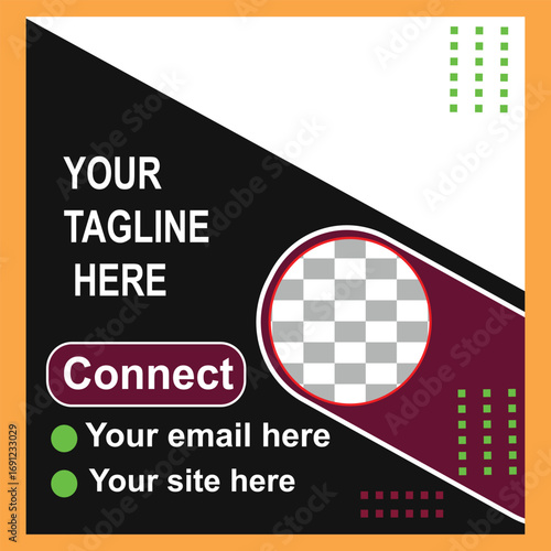 Social media post template your tagline connect email website placeholder vector
