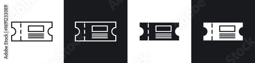 Movie ticket icons in solid and stroke graphics