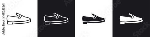 Loafer icons in solid and stroke graphics