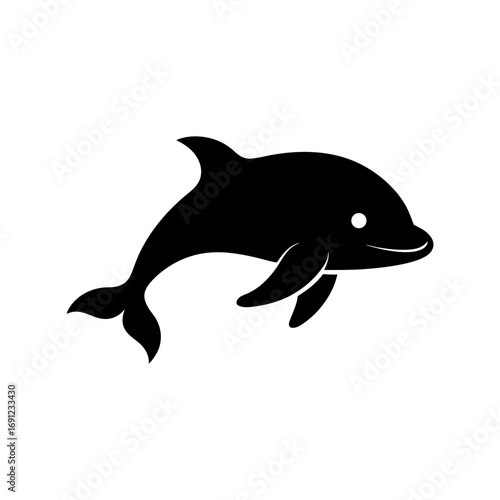 Beluga Whale Silhouette Logo Icon on White Background