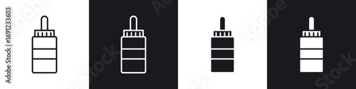 Glue bottle icons in solid and stroke graphics