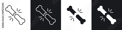 Fracture icons in solid and stroke graphics