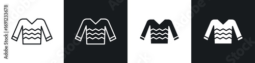 Female sweater icons in solid and stroke graphics