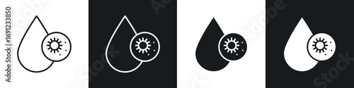 Dirty water drop icons in solid and stroke graphics