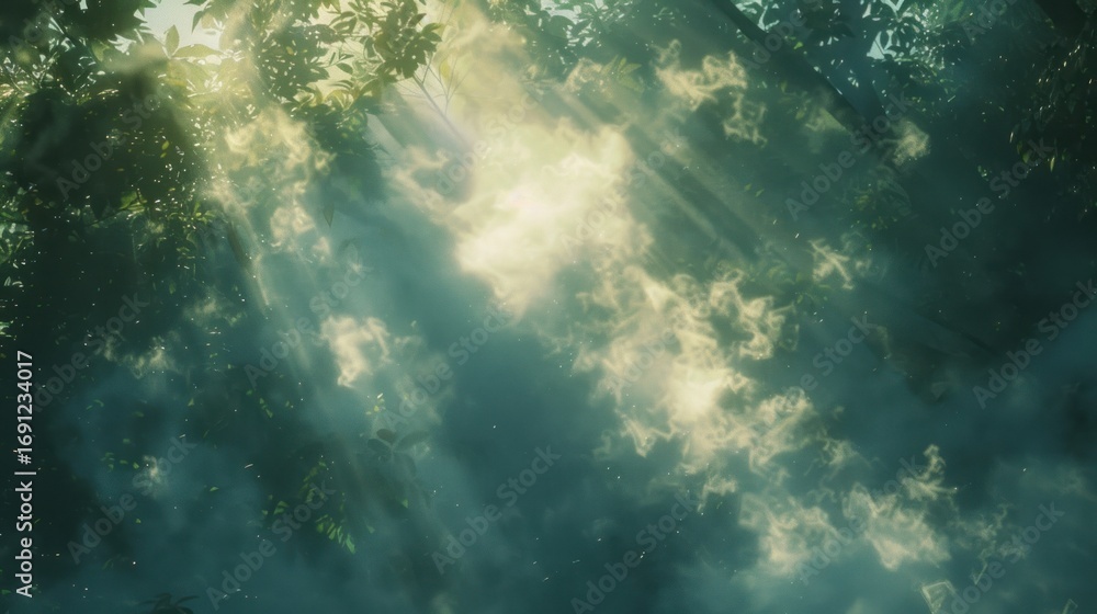 Fototapeta premium Sunlight through forest canopy