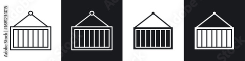 Container icons in solid and stroke graphics