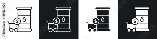 Commodity icons in solid and stroke graphics