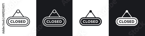 Closed sign icons in solid and stroke graphics