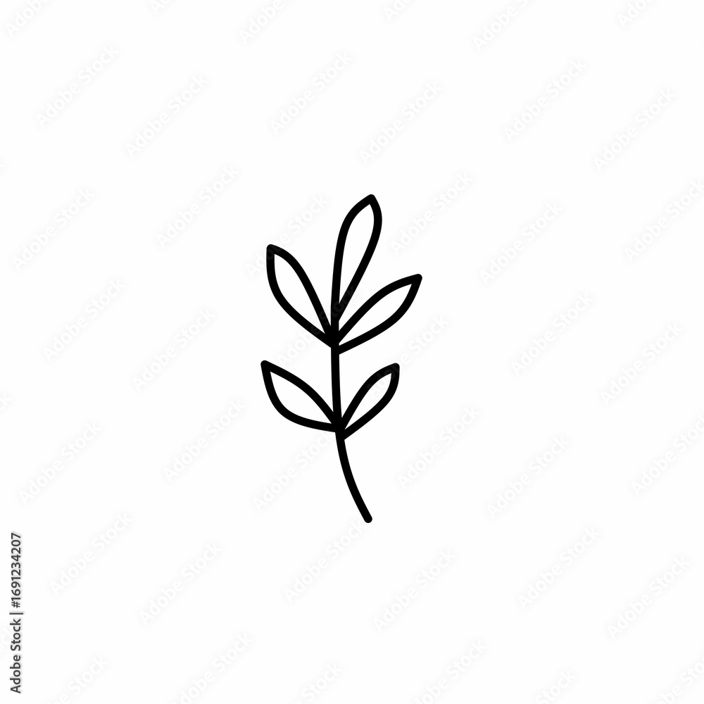 Fototapeta premium Simple hand draw leaf with black outline on a clean white background. Perfect for nature themes, eco designs, logos, stickers, and decorative projects.