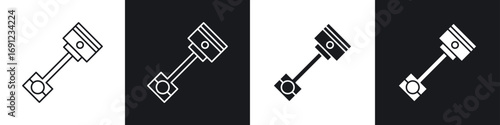 Car Piston icons in solid and stroke graphics
