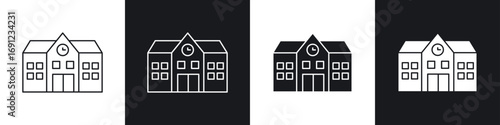 Campus icons in solid and stroke graphics