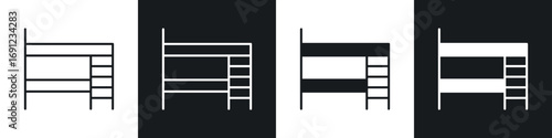 Bunk bed icons in solid and stroke graphics