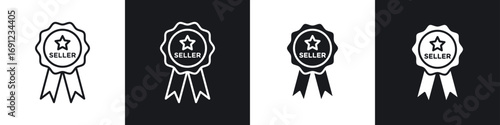 Best seller icons in solid and stroke graphics