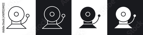 Bell school icons in solid and stroke graphics
