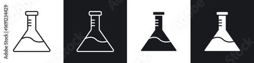 Beaker icons in solid and stroke graphics