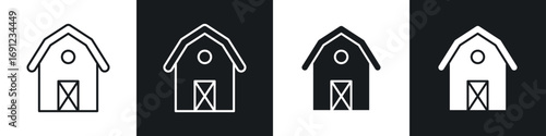 Barn icons in solid and stroke graphics