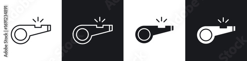 Whistle icons in solid and stroke graphics