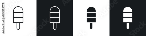 Popsicle icons in solid and stroke graphics