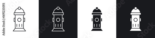 Fire hydrant icons in solid and stroke graphics