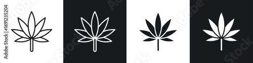 Weed icons in solid and stroke graphics