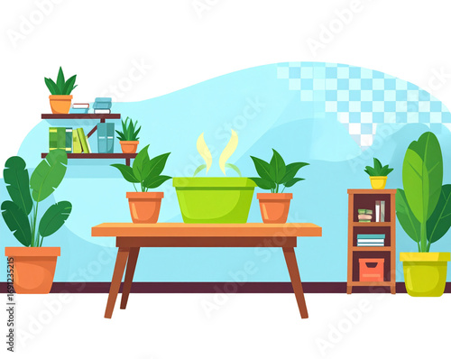 Wallpaper Mural  Cartoon Cozy Eco Home Interior PNG Torontodigital.ca