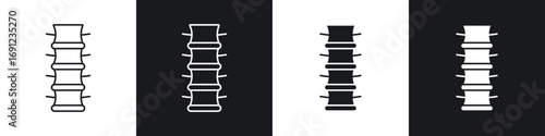 Spinal column icons in solid and stroke graphics