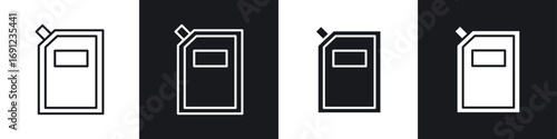 Doy pack pouch icons in solid and stroke graphics