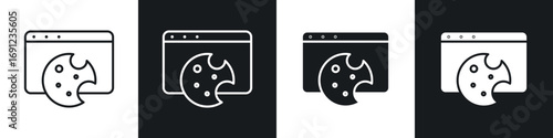 Web Cookies icons in solid and stroke graphics