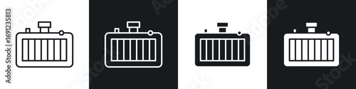 Car radiator icons in solid and stroke graphics