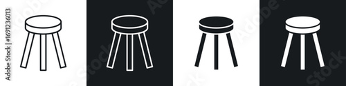 Stool icons in solid and stroke graphics