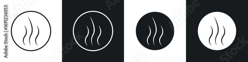 Smoke steam silhouette icons in solid and stroke graphics