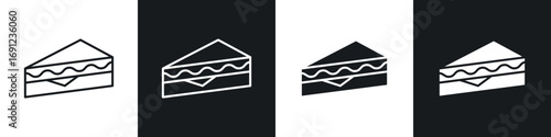 Sandwich icons in solid and stroke graphics