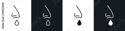 Runny nose icons in solid and stroke graphics