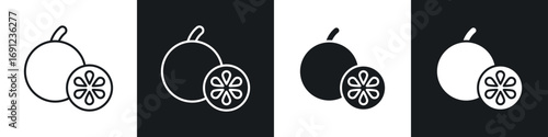 Grapefruit icons in solid and stroke graphics