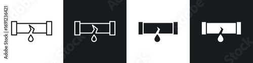 Broken pipe icons in solid and stroke graphics